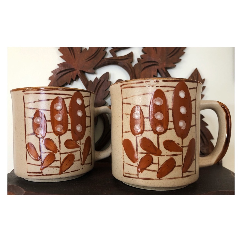 Vintage Boho Stoneware Mugs